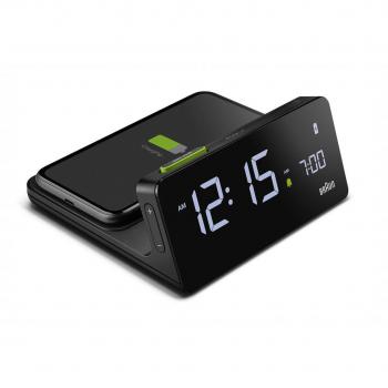 Braun BC21 Reloj Despertador Digital Negro con pantalla LED, función de repetición (snooze), ajuste de brillo, alarma dual y diseño moderno