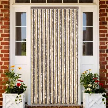 Cortina Antimoscas Chenilla 100x200 cm Color Marrón Oscuro y Beige