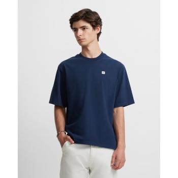 Camiseta de hombre relaxed fit azul marino con miniparche de Silbon, manga corta