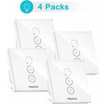 Zled controlablezalexa interruptor persiana maxcio interruptor inteligente control por wifi y voz compatible con alexa y google home con temporizador para motor tubular de cortinas 4 piezas