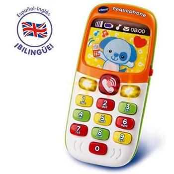 VTech - Pequephone bilingüe, juguete bebé +6 meses, teléfono infantil con luces, sonidos y canciones en inglés y español, enseña números, colores y animales, multicolor