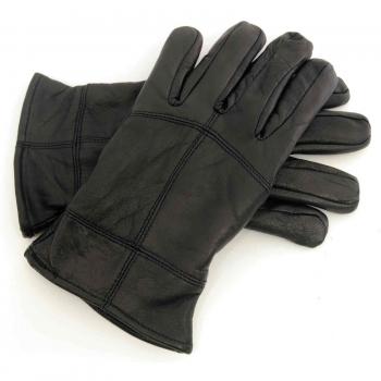 Rjm Hombres Guantes de piel con forro polar interior; disponible en Negro y Marrón GL318 - Negro - Black - Talla única