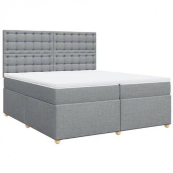 Cama box spring con colchón de muelles tela gris claro 200x200 cm
