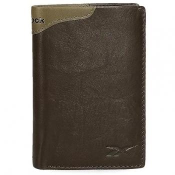Cartera Reebok Unisex Club Vertical de Piel con Monedero Marrón 8,5x11,5x1 cms