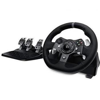 Logitech G920 Driving Force Racing Wheel and Floor Pedals, Real Force Feedback, Stainless Steel Paddle Shifters, Leather Steering Wheel Cover for Xbox Series X|S, Xbox One, PC, Mac - Black
