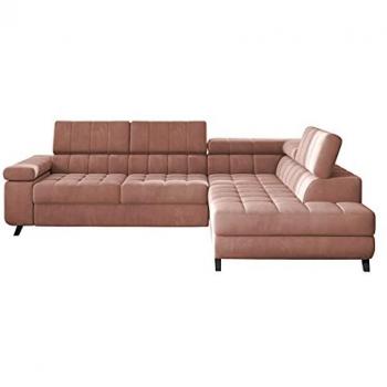 Sofá rinconero Comfivo 207, función de descanso, caja de ropa de cama, 264x203x73cm