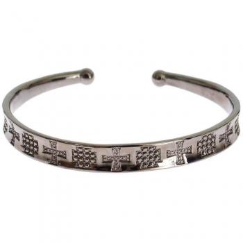Nialaya Rhodium 925 Silver Bangle Bracelet - S