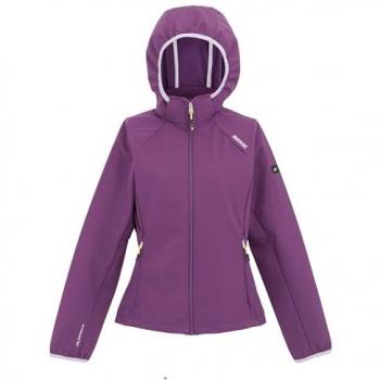 Regatta Women's Breathable Full Zip Hooded Bourda Softshell Jacket in Sunset Purple Lilac Frost Citron Lime, Size 20