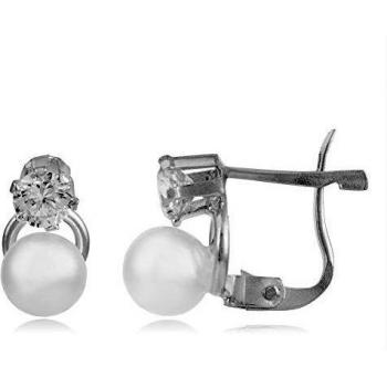 Córdoba Jewels | Pendientes en plata de ley 925 con perla y zirconita con diseño Tú y Yo Zirconium Perla Catalán
