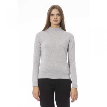 Baldinini Trend Chic Turtleneck Cashmere Blend Sweater - Gray, M