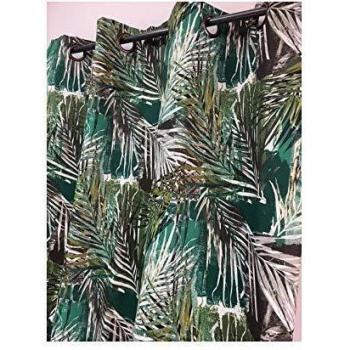 Cortina Opaca Tropical Verde 145 x 260 cm 100% Poliéster