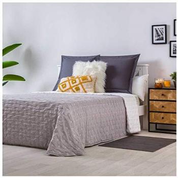 Colcha Reversible de Primavera-Verano Limpias Gris Algodón Poliéster 280x260 cm Cama de 180