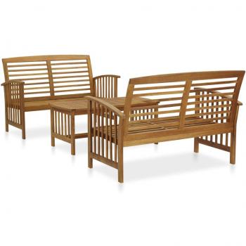 3 Piece Garden Lounge Set Solid Acacia Wood