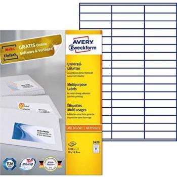 Avery-Zweckform Universal Labels, White 70x16,9mm, 70 x 16.9 mm