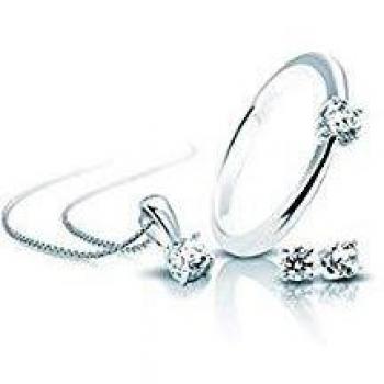 SET ANILLO PENDIENTE Y COLGANTE DIAMONFIRE 1312001903175 MUJER PLATA DE LEY
