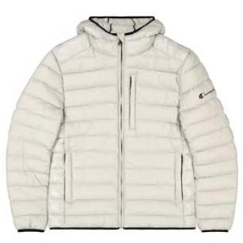 Chaqueta Champion Hooded Hombre Legacy Outdoor 220340 - WR Light Nylon Cirè 35gr Small Script Logo, Color Blanco (ES057), Talla S
