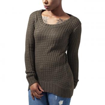 Urban Classics Ladies Long Wideneck Sweater Suéter, Verde