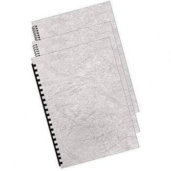 Fellowes Portadas para encuadernar de cartón símil piel Delta Cuero, extra rígido, 250 micras, 100% reciclables, formato A4, con certificación FSC, pack de 100, color gris