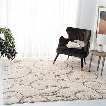 Safavieh Florida Shag Cream/Beige 4' x 4' Square Area Rug