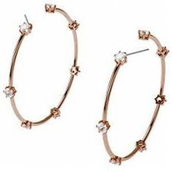 Swarovski Pendientes de aro Constella, Blanco, Baño tono oro rosa