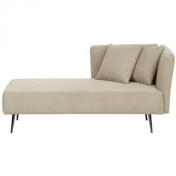Chaiselongue Moderna Beige Derecha con Tapicería de Tela de Poliéster, Cojines Decorativos y Patas de Metal