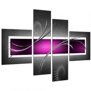 Wallfillers Cuadros en Lienzo Abstracto Grande Negro, Lila, Gris Lienzos de Pared 130cm 4092