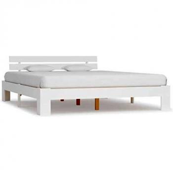 vidaXL Madera Maciza Pino Estructura Cama Somier Mobiliario Casa Clásica Práctica Cómoda Moderna Robusta y Duradera Sin Colchón Blanca 160x200cm