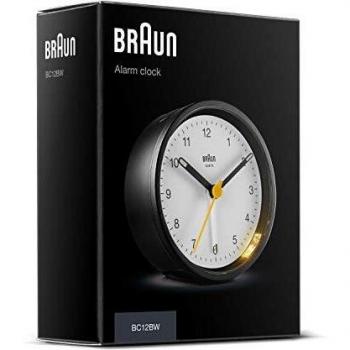 Braun Despertador de Cuarzo de plástico, Color Blanco y Negro