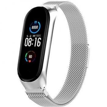 PINKMOVIL Correa Compatible con Xiaomi Mi Band 5 Metal Plata