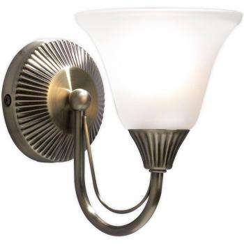 Aplique de pared Boston en latón antiguo y vidrio opalino, 1 luz