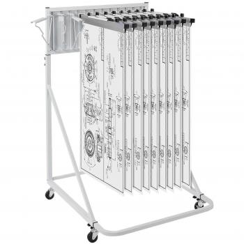 Vevor Mobile Blueprint Storage Rack with 12 Pivot Brackets - Adjustable Height & Length Plan Holder and Poster Display Rack
