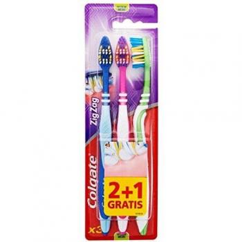 Colgate ZigZag Cepillo de Dientes, Medio, 3 Unidades