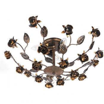 Plafón de techo semiempotrable CAROLINA Metal Bronce con brazos múltiples y diseño Flower