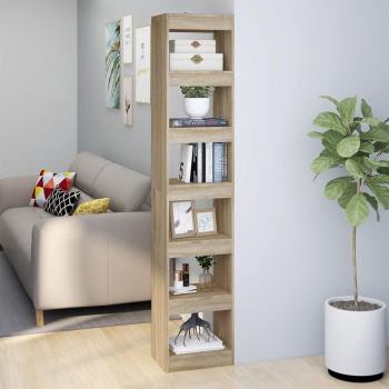 Estantería divisoria de espacios 40x30x198 cm en Blanco, Negro y Roble Sonoma - Mueble de Almacenaje para Oficina, Estudio, Sala de Estar y Dormitorio