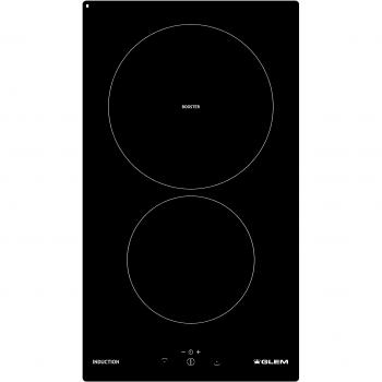 Placa de inducción GLEM GTI322 29 cm, 2 zonas de cocción, 3400W, color negro