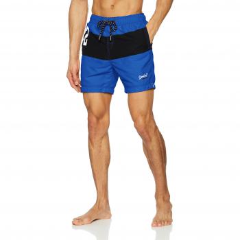 Superdry Water Banner Swim, Bañador para Hombre, Azul