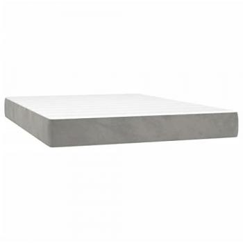 Colchón de muelles ensacados terciopelo gris claro 140x210x20 cm