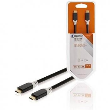 CABLE KONIG USB 3.1 TIPO C MACHO 1 M GRIS 100W