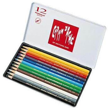 Caran d-Ache PRISMALO Aquarelle 12's - Lápices acuarelables, 33 mm de diámetro, diferentes colores