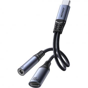 Adaptador de audio Joyroom SY-C02: USB-C y 3.5mm, dual, negro