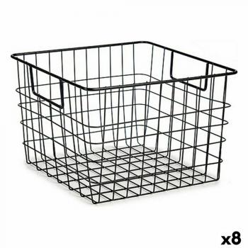 Cesto Con Asas Negro Acero 29 x 19,5 x 32 cm (8 Unidades) - Cuidado del Hogar
