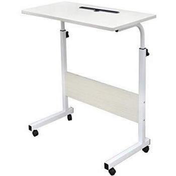 SogesFurniture Mesa Portátil Ordenador Ajustable con Ruedas, 60 * 40cm Sofá Mesa Mesas de Centro, con Ranura para Tabletar, Arce Blanco 05#3-60MP-BH