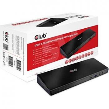 Club 3D SenseVision Connect USB C 3.2 Gen1 Universal Triple 4K Charging Dock - Docking Station - HDMI, DP