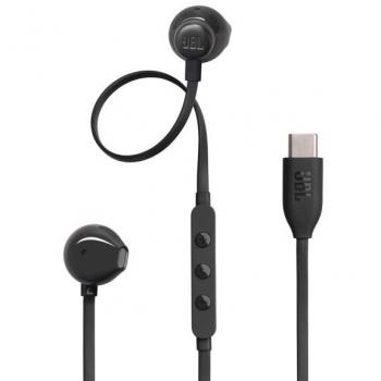 Auriculares de botón JBL Tune 305C USB-C Negro, con conexión USB-C, diseño ergonómico, sonido potente y nítido, control remoto integrado y micrófono para llamadas