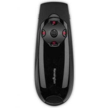 Kensington Expert Wireless Presenter with Red Laser Pointer and Cursor Control - Black - Joystick Cursor Control - Backlit Button - 45M Wireless Range - Internal Storage