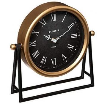 Reloj de mesa Luca - Metal negro y dorado 26 x 26 cm