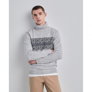 Easy Wear Jersey Jacquard Cuello Vuelto de Hombre - Jersey de punto jacquard, diseño con cuello vuelto, ajuste regular, tejido suave y cómodo, ideal para uso diario y ocasiones informales