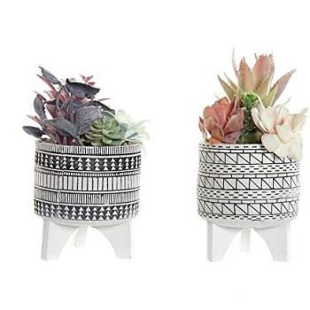 Planta Decorativa Cactus de Resina y Polietileno Multicolor (11 x 11 x 21 cm) - Pack de 2 Unidades