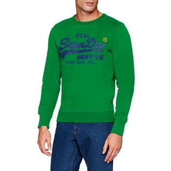 Superdry Vintage Logo Panel Stripe Crew Sudadera, Verde