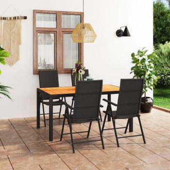 5 Piece Black and Brown Garden Dining Set